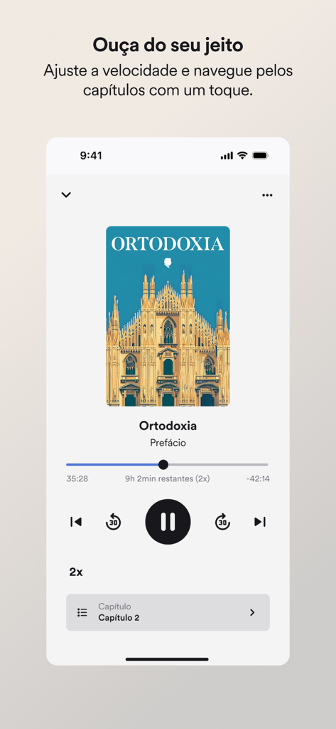 Teller - Audiobook player interface of the Teller app featuring playback controls and speed settings