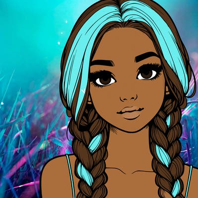 realistic girl with braids