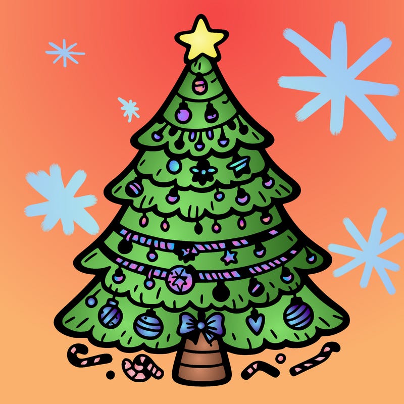 christmas tree with lots of details