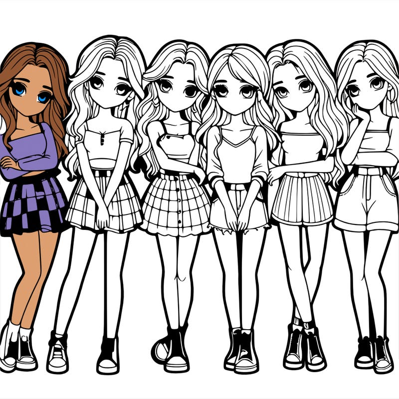 a group of girls realistic