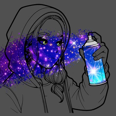 a realistic girl, spray painting