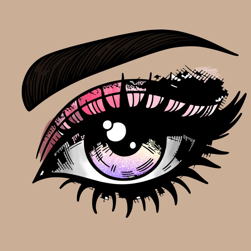 eye with eyeshadow marks