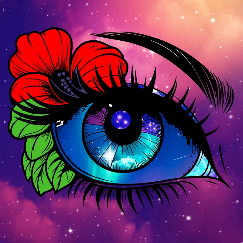 realistic eye with flower