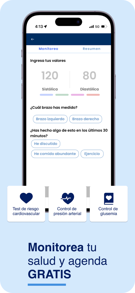 Farmatodo Venezuela - Farmatodo app interface for tracking blood pressure and cardiovascular health