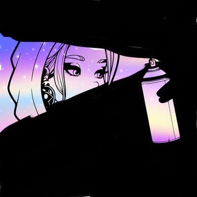 a realistic girl, spray painting