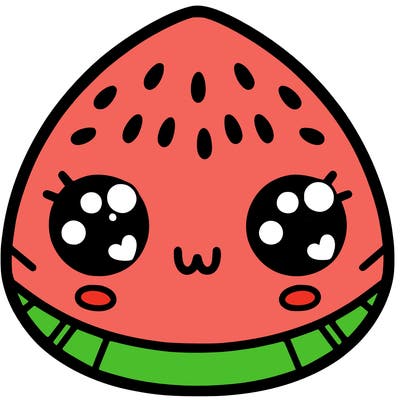 cute watermelon with eyes nose mouth