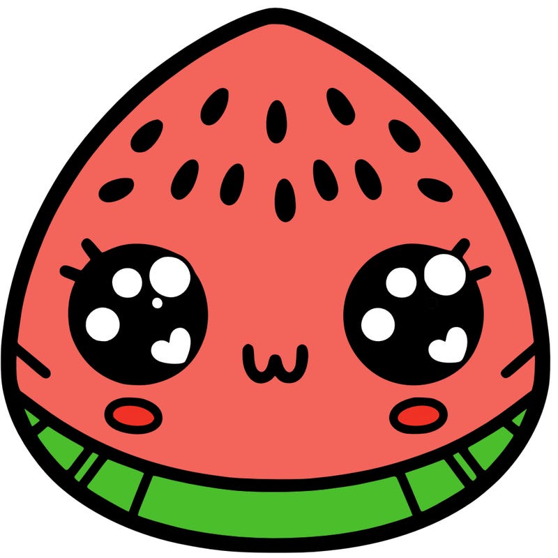 cute watermelon with eyes nose mouth
