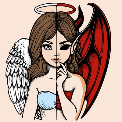 realistic angel half demon