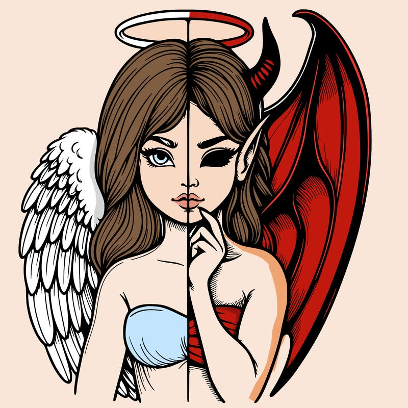 realistic angel half demon