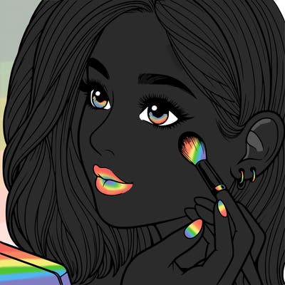 a realistic girl doing her makeup