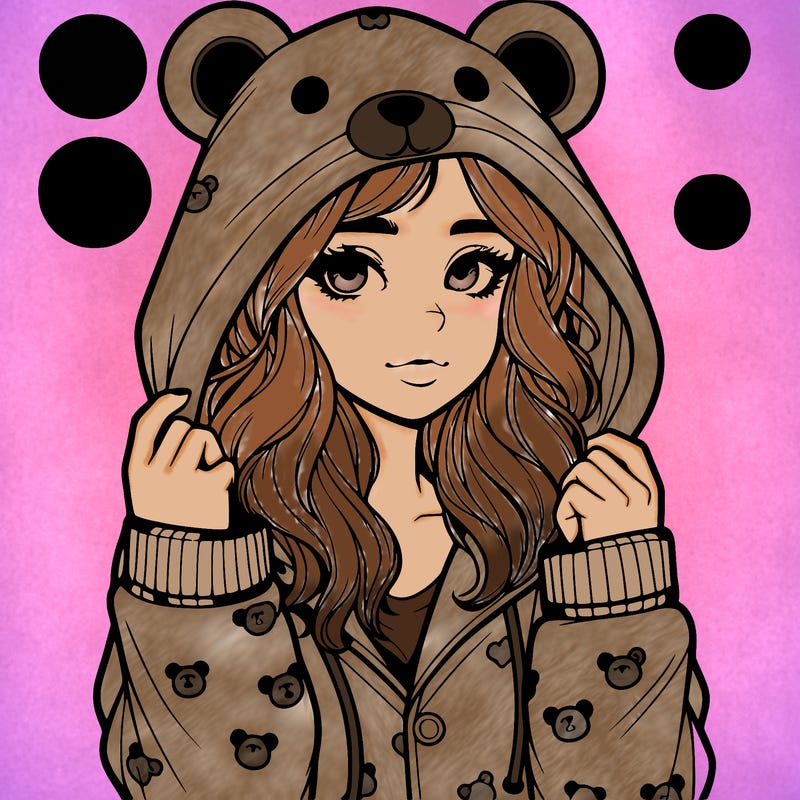realistic girl in a animal pjs hoodie