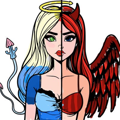 devil vs angel realistic girl