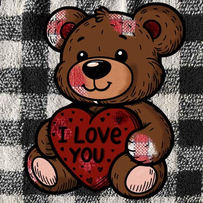 teddy bear holding an i love you heart