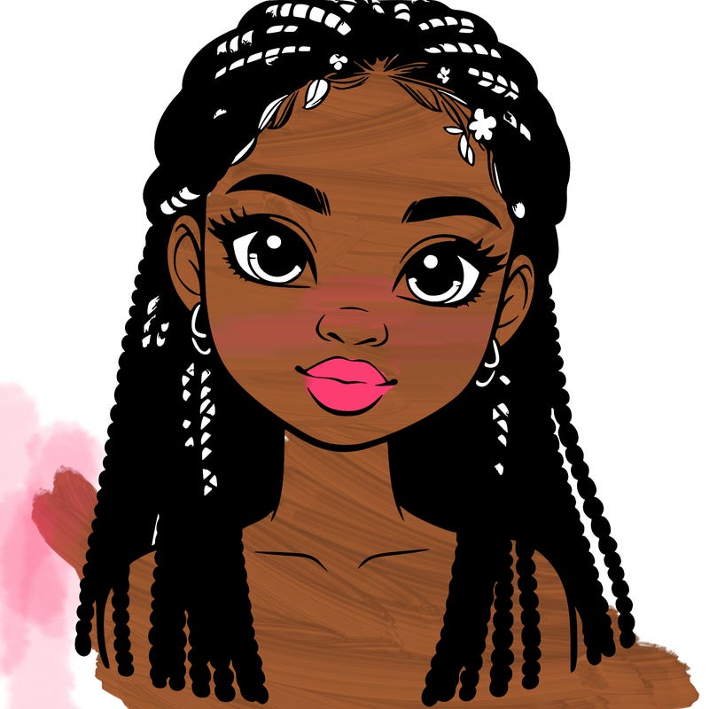 a realistic black girl with braids