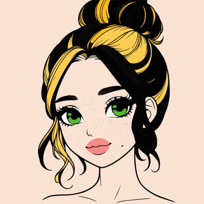 realistic pretty girl with hair in bun