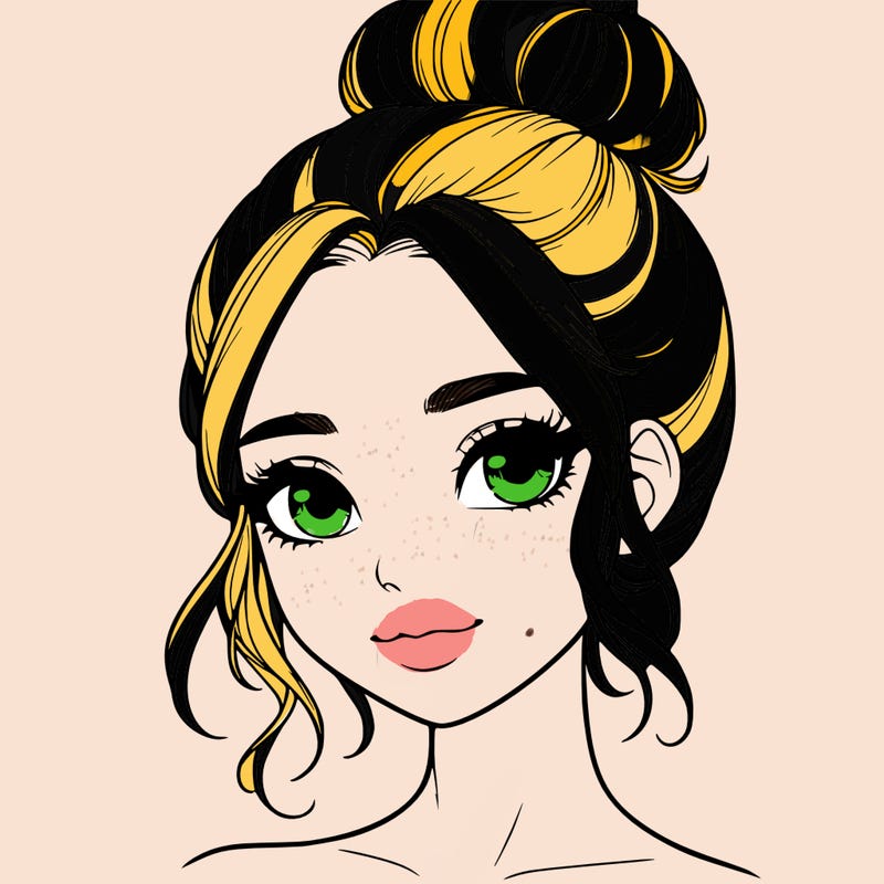 realistic pretty girl with hair in bun