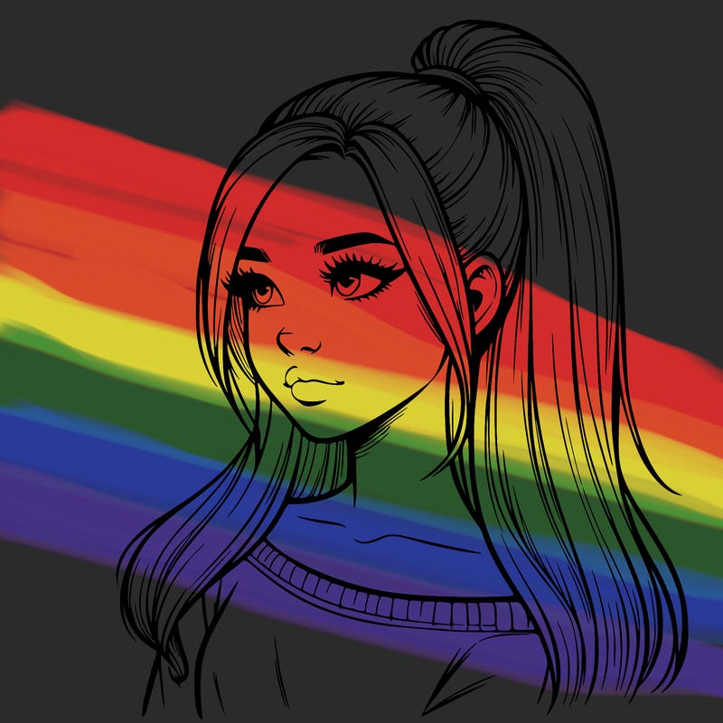 realistic girl with a high ponytail