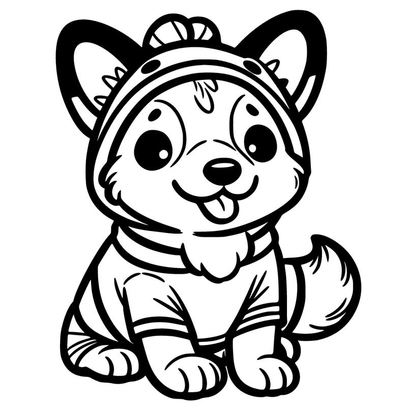 corgi wearing a costume