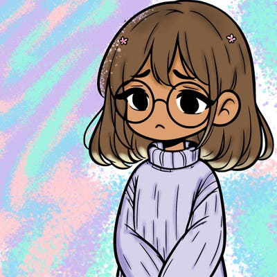sad girl with glasses in a sweater