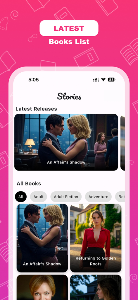 NovelNest-Novel & Love Stories - NovelNest app interface displaying a library of trending romance and drama stories with categorized book covers.