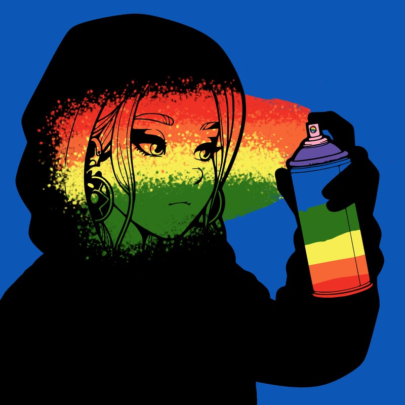 a realistic girl, spray painting