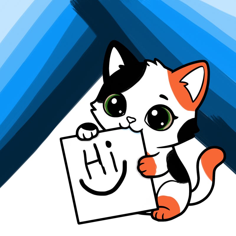 a small cat with a blank sheet of paper in its hand. the cat is sooooooo cute!