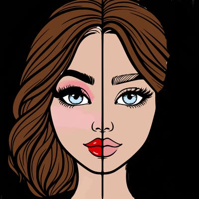 realistic girl split half