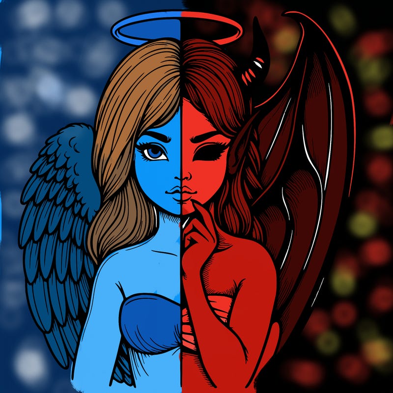 realistic angel half demon