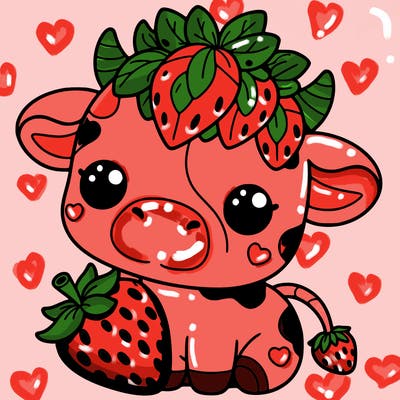 cute strawberry cow