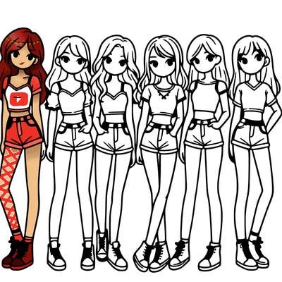 a group of girls wearing crop tops and shorts