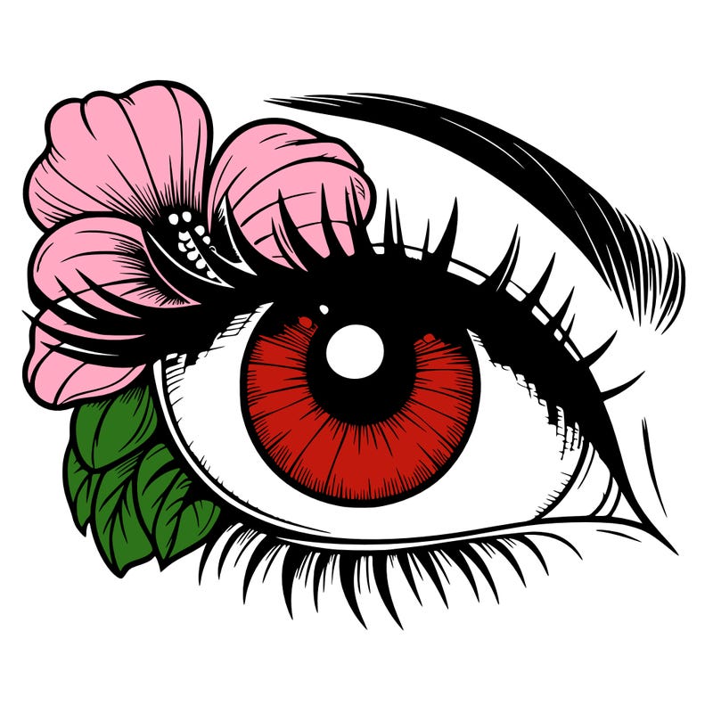 realistic eye with flower