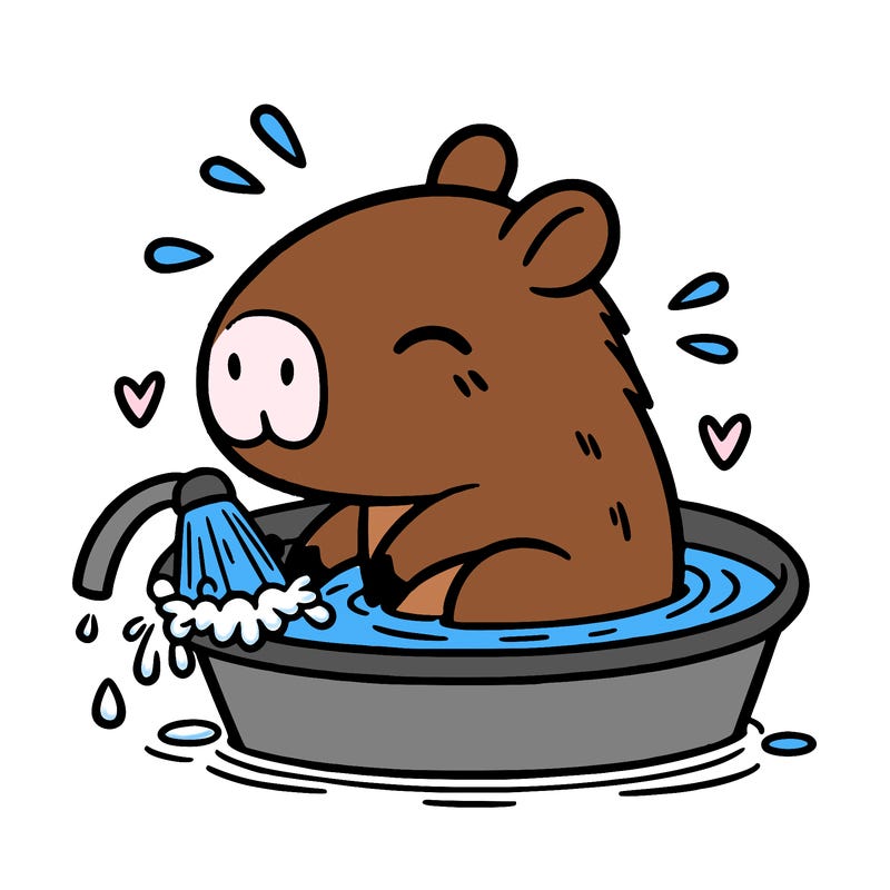 capybara taking a bath