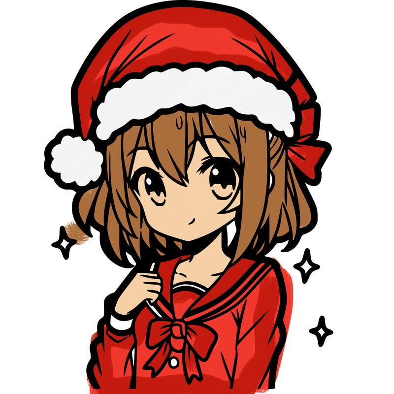 anime girl wearing a santa hat