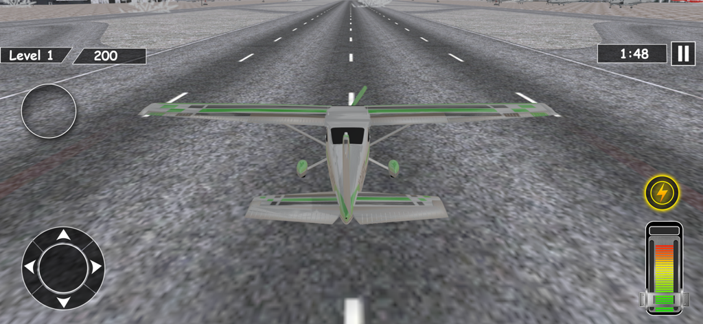 Small plane on a runway in a 3D mobile flight simulator game