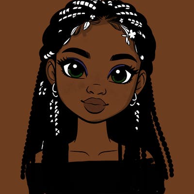 a realistic black girl with braids