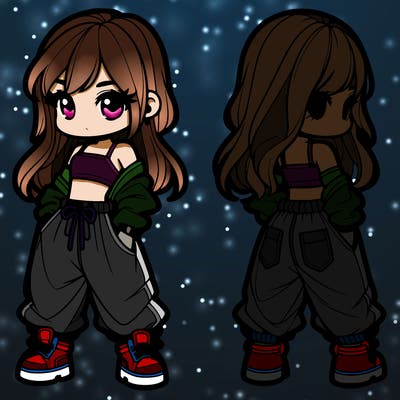 girl in crop top and baggy pants