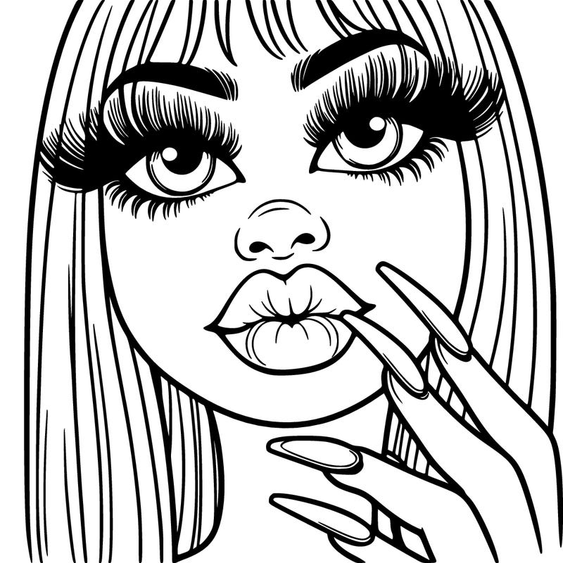 girl with big lips and long nails with long eyelashes