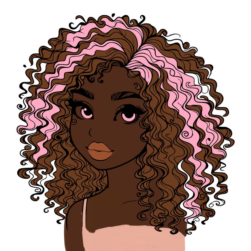 girl with curly hair realistic