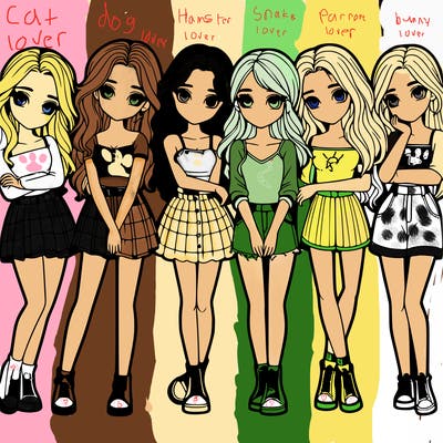 a group of girls realistic