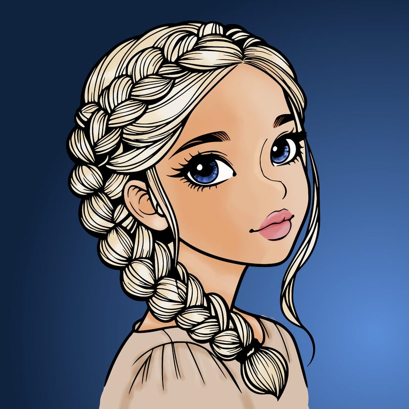 realistic girl with braids