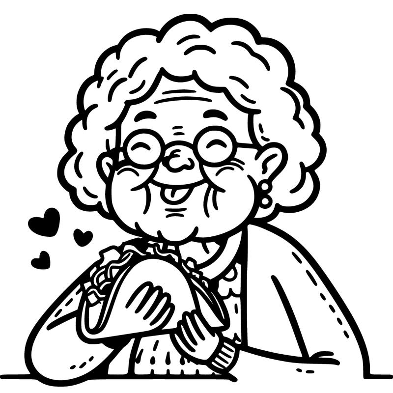 old lady eating tacos