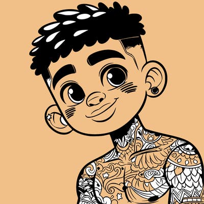 black boy with tattoos