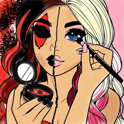 realistic girl doing makeup