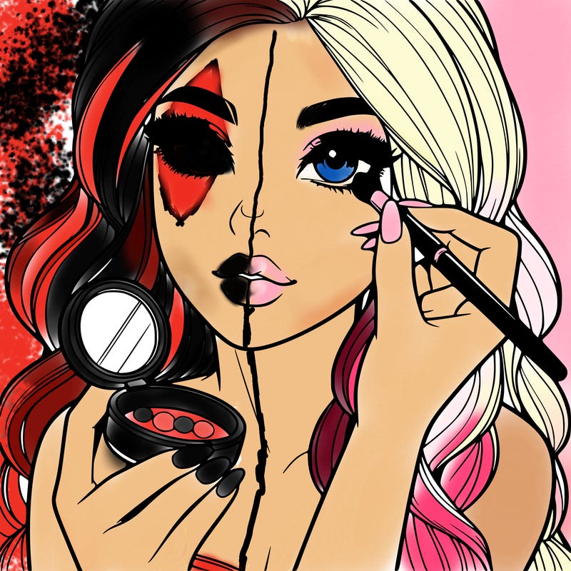 realistic girl doing makeup