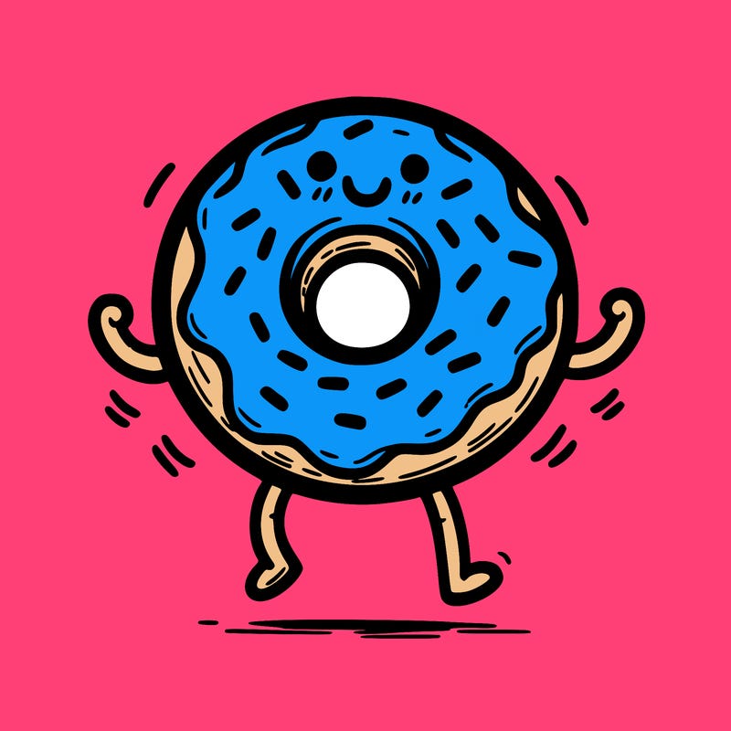 donut with stick legs and stick arms