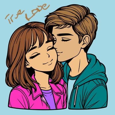realistic girl and boy  love