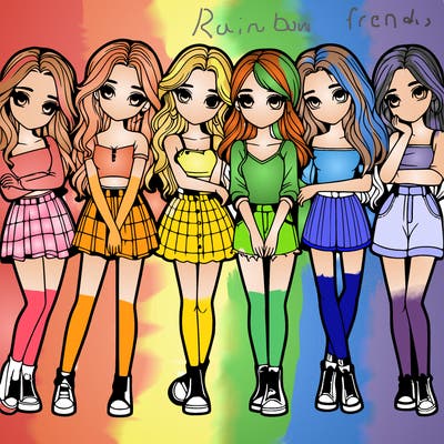 a group of girls realistic