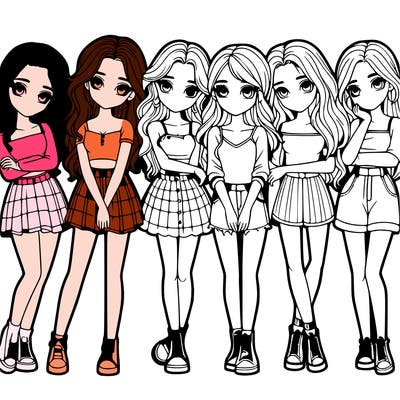 a group of girls realistic