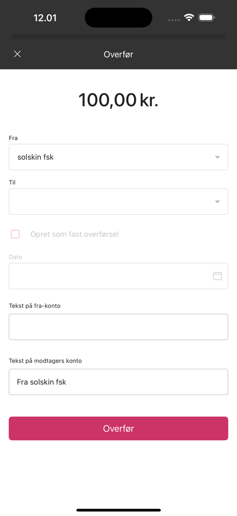 Merkur Privat - Überweisungsoberfläche in der Merkur Privat Mobile-Banking-App