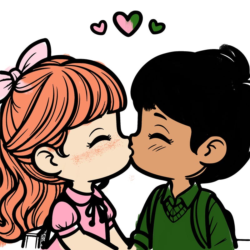 boy and girl kissing